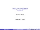 Theory of Computation: Lecture 27