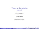 Theory of Computation: Lecture 25