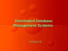 Distributed Database Management Systems: Lecture 15