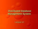 Distributed Database Management Systems: Lecture 11