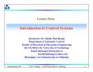Lecture Introduction to Control Systems - Chapter 4: System stability analysis (Dr. Huynh Thai Hoang)