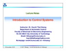 Lecture Introduction to Control Systems - Chapter 1: Introduction (Dr. Huynh Thai Hoang)