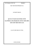 Luận án Tiến sĩ Quản lý công: Quản lý ngân sách nhà nước tại tỉnh Luang Prabang nước Cộng hòa dân chủ nhân dân Lào