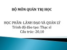 Bài giảng Lãnh đạo và quản lý - Chương 1: Tổng quan về lãnh đạo và quản lý