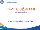 Bài giảng Quản trị thành tích - Chương 0: Mở đầu