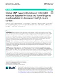 Global DNA hypomethylation of colorectal tumours detected in tissue and liquid biopsies may be related to decreased methyl-donor content