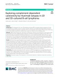 Exploring complement-dependent cytotoxicity by rituximab isotypes in 2D and 3D-cultured B-cell lymphoma