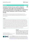 Isolated central nervous system relapses in patients with high-risk neuroblastoma -clinical presentation and prognosis: Experience of the Polish Paediatric Solid Tumours Study Group