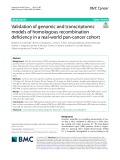 Validation of genomic and transcriptomic models of homologous recombination deficiency in a real-world pan-cancer cohort