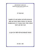 Luận án Tiến sĩ Kế toán: Nghiên cứu hệ thống chỉ tiêu đánh giá hiệu quả hoạt động trong các doanh nghiệp quản lý và khai thác công trình thủy lợi Việt Nam