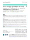 Patient-centered research: How do women tolerate nipple fluid aspiration as a potential screening tool for breast cancer?