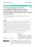 CA19-9 in combination with P-CRP as a predictive marker of immune-related adverse events in patients with recurrent or unresectable advanced gastric cancer treated with nivolumab