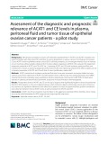 Assessment of the diagnostic and prognostic relevance of ACAT1 and CE levels in plasma, peritoneal fluid and tumor tissue of epithelial ovarian cancer patients - a pilot study