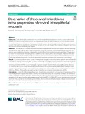 Observation of the cervical microbiome in the progression of cervical intraepithelial neoplasia