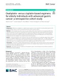 Oxaliplatin-versus cisplatin-based regimens for elderly individuals with advanced gastric cancer: A retrospective cohort study