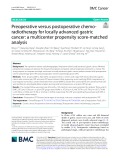 Preoperative versus postoperative chemoradiotherapy for locally advanced gastric cancer: A multicenter propensity score-matched analysis