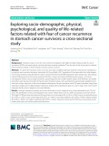 Exploring socio-demographic, physical, psychological, and quality of life-related factors related with fear of cancer recurrence in stomach cancer survivors: A cross-sectional study
