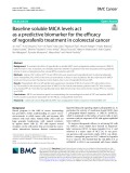Baseline soluble MICA levels act as a predictive biomarker for the efficacy of regorafenib treatment in colorectal cancer