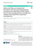 Safety and efficacy of cabozantinib for patients with advanced hepatocellular carcinoma who advanced to Child–Pugh B liver function at study week 8: A retrospective analysis of the CELESTIAL randomised controlled trial