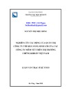 Luận văn Thạc sĩ Kế toán: Nghiên cứu tác động của quản trị công ty tới khả năng sinh lời của các công ty niêm yết trên thị trường chứng khoán Việt Nam