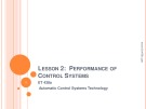 Lecture Automatic control systems technology - Lesson 2: Performance of control systems