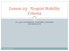 Lecture Automatic control systems technology - Lesson 23: Nyquist stability criteria