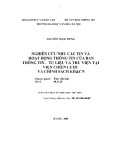 Luận văn Thạc sĩ Khoa học Thư viện: Nghiên cứu nhu cầu tin và hoạt động thông tin của ban Thông tin - Tư liệu và thư viện tại Viện Chiến lược và Chính sách KH&CN