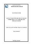 Tóm tắt luận văn Thạc sĩ Quản lý kinh tế: Quản lý nhà nước đối với doanh nghiệp nhỏ và vừa trên địa bàn tỉnh Quảng Bình