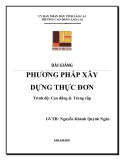 Bài giảng Phương pháp xây dựng thực đơn (Trình độ: Cao đẳng & Trung cấp) - Cao đẳng Cộng đồng Lào Cai