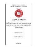 Luận văn Thạc sĩ Quản lý kinh tế: Quản lý nhà nước đối với hoạt động đầu tư tại các khu công nghiệp của tỉnh Hà Nam