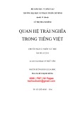 Luận văn Thạc sĩ Ngữ văn: Quan hệ trái nghĩa trong tiếng Việt