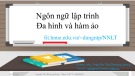 Bài giảng Ngôn ngữ lập trình: Đa hình và hàm ảo - Nguyễn Thị Phương Dung