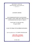 Luận văn thạc sĩ Tài chính ngân hàng: Quản trị rủi ro tín dụng tại Ngân hàng Nông nghiệp và Phát triển nông thôn Việt nam - Chi nhánh huyện Quỳnh Lưu, Nghệ An