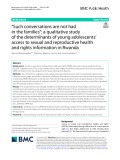 “Such conversations are not had in the families”: A qualitative study of the determinants of young adolescents’ access to sexual and reproductive health and rights information in Rwanda