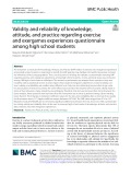 Validity and reliability of knowledge, attitude, and practice regarding exercise and exergames experiences questionnaire among high school students