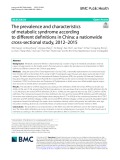 The prevalence and characteristics of metabolic syndrome according to diferent definition in China: A nationwide cross-sectional study, 2012–2015