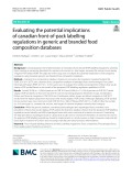 Evaluating the potential implications of canadian front-of-pack labelling regulations in generic and branded food composition databases