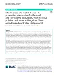 Effectiveness of a mobile-based HIV prevention intervention for the rural and low-income population, with incentive policies for doctors in Liangshan, China: A randomized controlled trial protocol