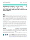 Reliability and predictive validity of two scales of self-rated health in China: Results from China Health and Retirement Longitudinal Study (CHARLS)