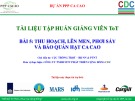 Bài giảng Tập huấn trồng ca cao bài 5: Thu hoạch, lên men, phơi sấy và bảo quản hạt ca cao