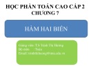 Bài giảng Toán cao cấp 2: Chương 7 - TS. Trịnh Thị Hường