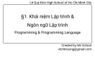 Bài giảng Tin học lớp 11 bài 1: Khái niệm lập trình & ngôn ngữ lập trình