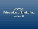 Principles of marketing: Lecture 29
