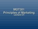 Principles of marketing: Lecture 31