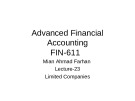 Advanced financial accounting - Lecture 23: Limited companies