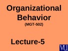 Organizational behavior: Lecture 5 - Dr. Mukhtar Ahmed