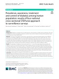 Prevalence, awareness, treatment and control of diabetes among Iranian population: Results of four national cross-sectional STEPwise approach to surveillance surveys
