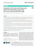 Symptoms of Anxiety and Depression within the UNiversity community: The cross-sectional UN-SAD study