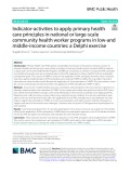 Indicator-activities to apply primary health care principles in national or large-scale community health worker programs in low-and middle-income countries: A Delphi exercise