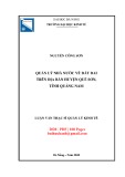 Luận văn Thạc sĩ Quản lý kinh tế: Quản lý nhà nước về đất đai trên địa bàn huyện Quế Sơn, tỉnh Quảng Nam